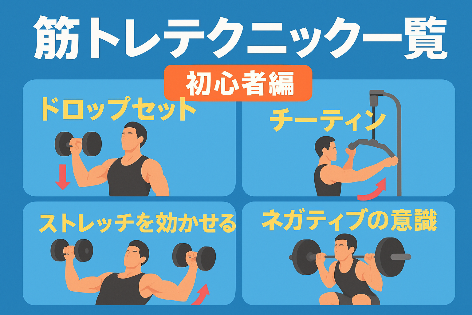 【保存版】筋トレテクニック一覧 — 初心者編｜効果を最大化する4つの基本テクニック💪