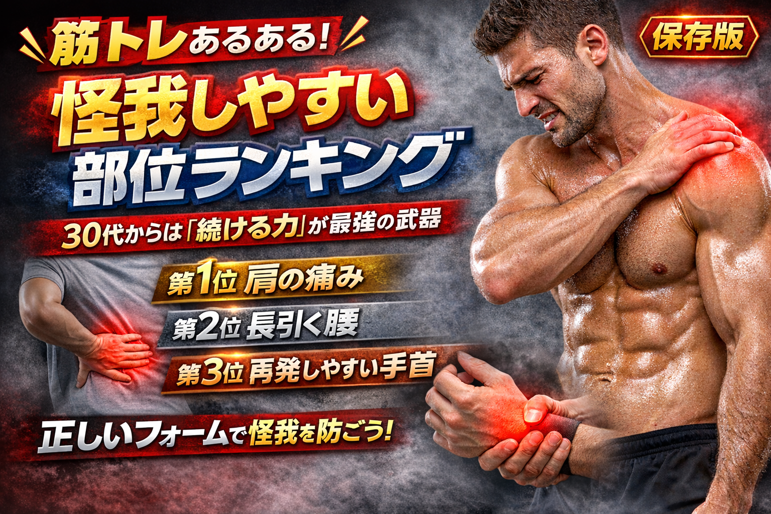 【保存版】筋トレあるある!怪我しやすい部位|30代からは“続ける力”が最強の武器