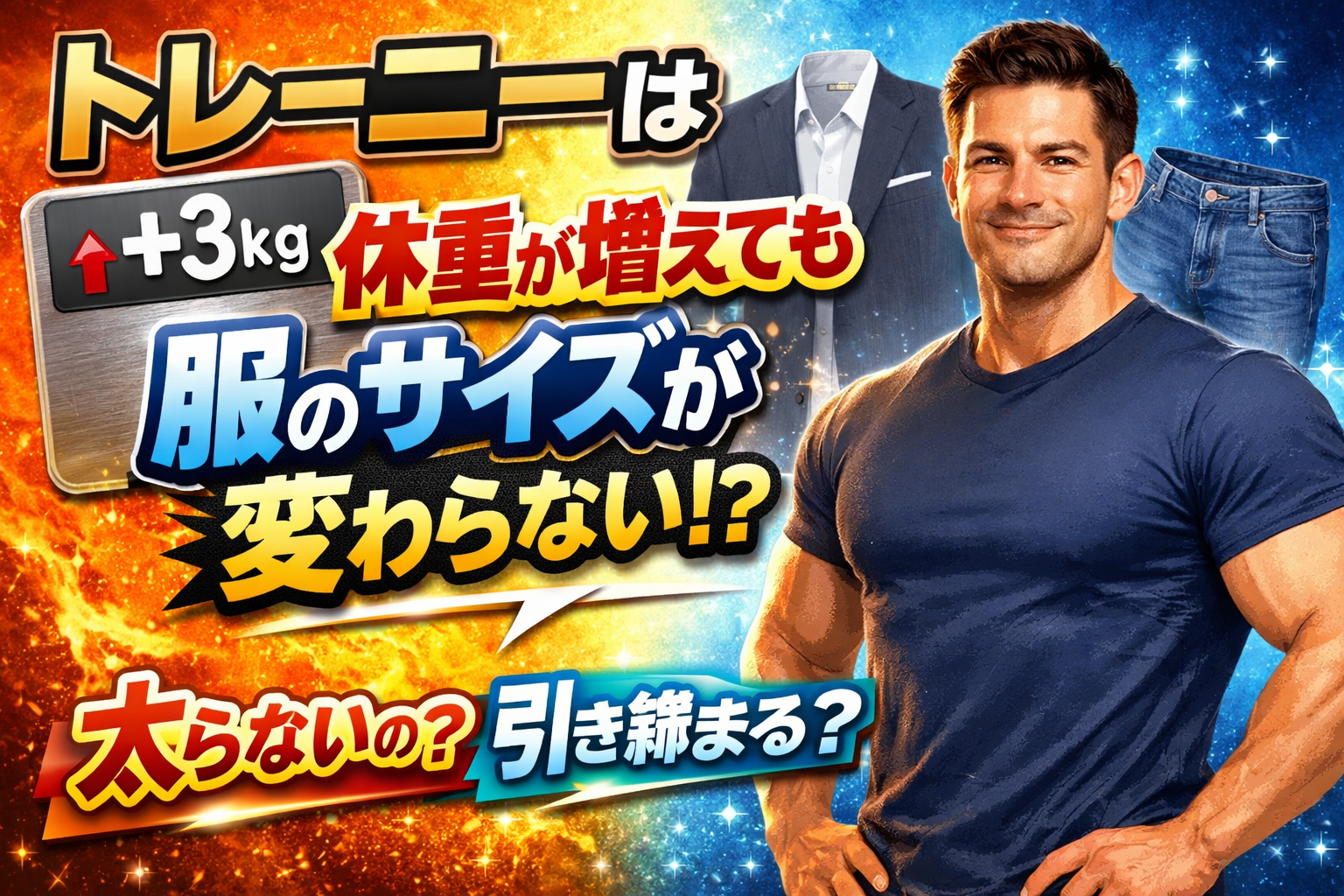 【結論】トレーニーは体重が増えても服のサイズが変わらない？