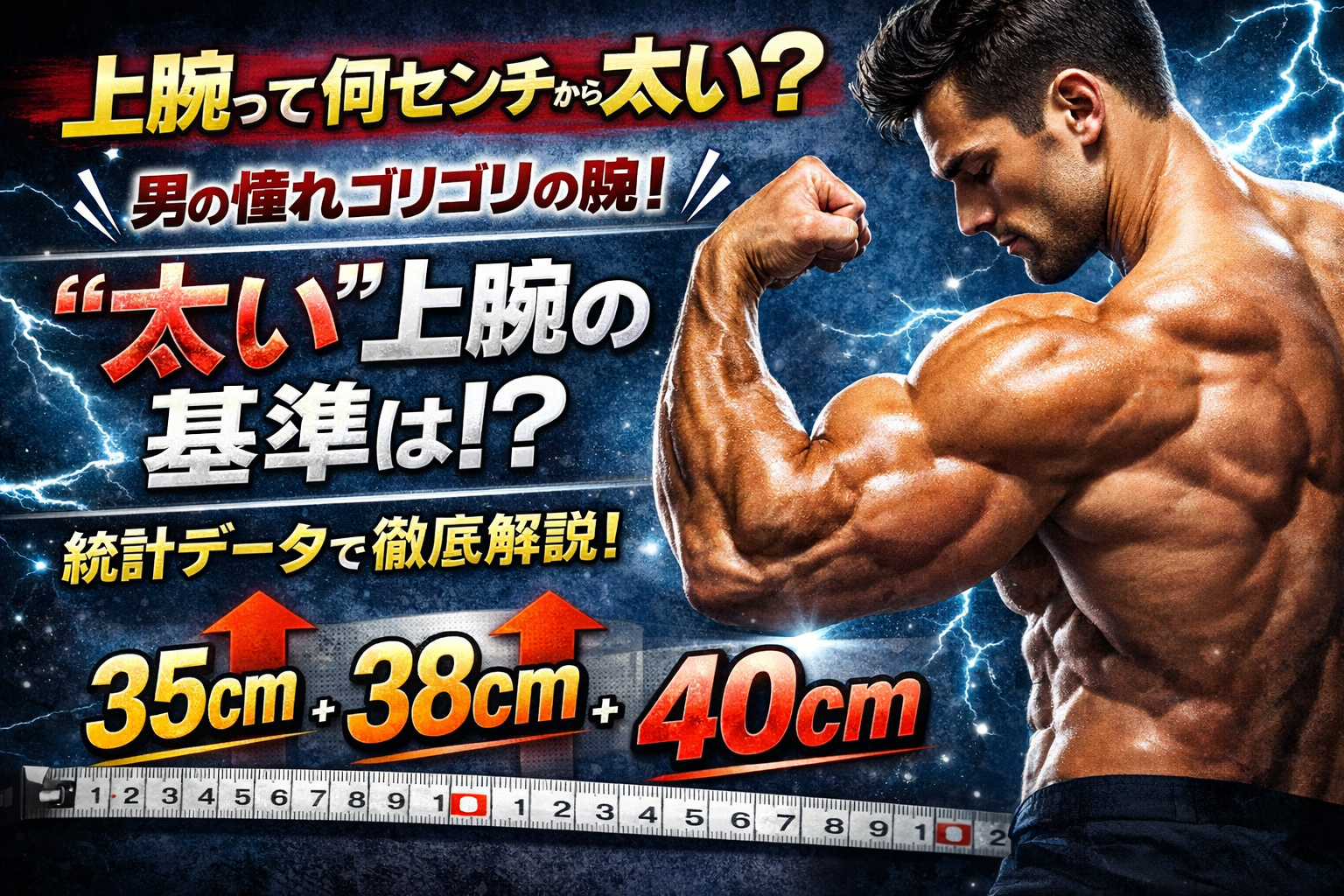 💪【上腕って何センチからが太い?】男の憧れ“ゴリゴリの腕”の基準を統計データから本気で考察!
