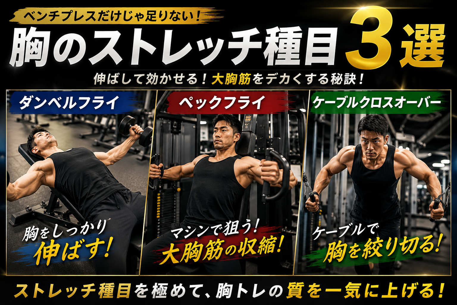 【胸トレの質が変わる】胸のストレッチ種目3選｜ベンチプレスだけでは足りない理由とは？